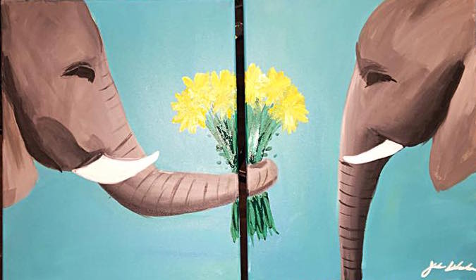 Date Night - Elephant with Flowers