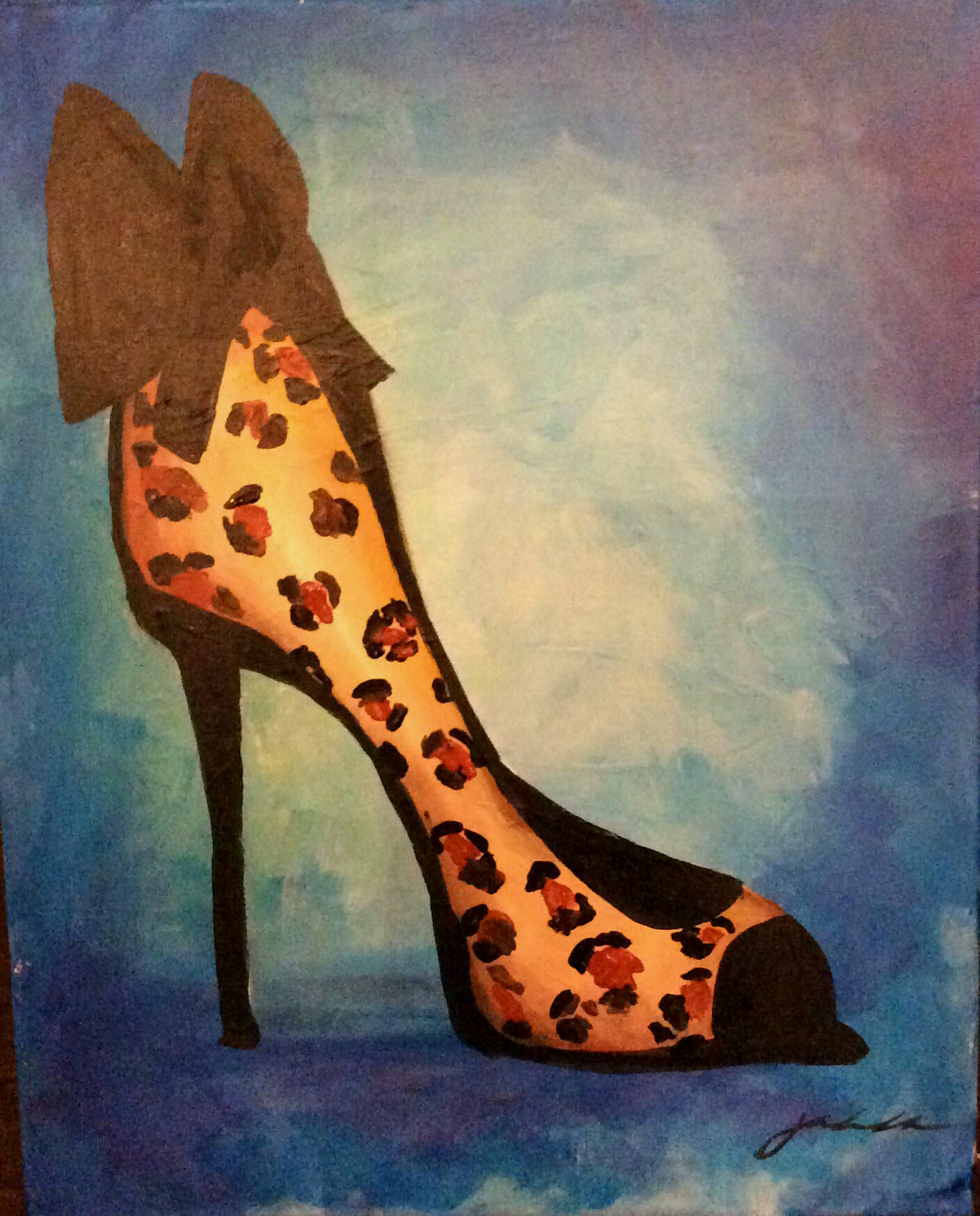 Cheetah bow high heel