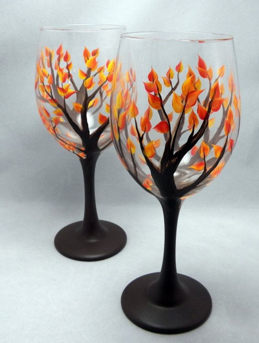 Autumn Tree Wine Glass Pair