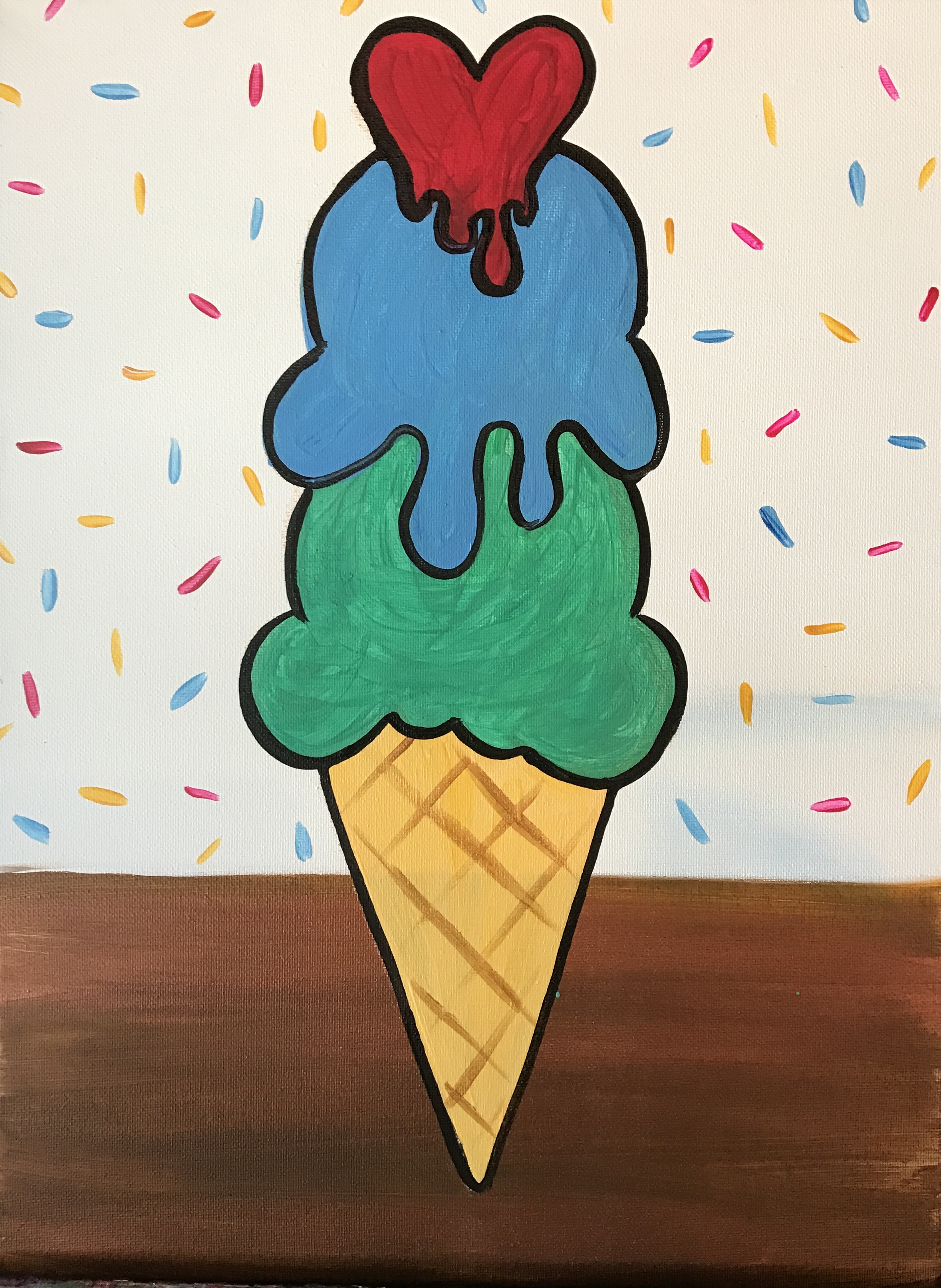 Cherry Heart Ice Cream Cone