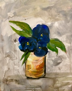 Simple Blu Flowers in a Jar