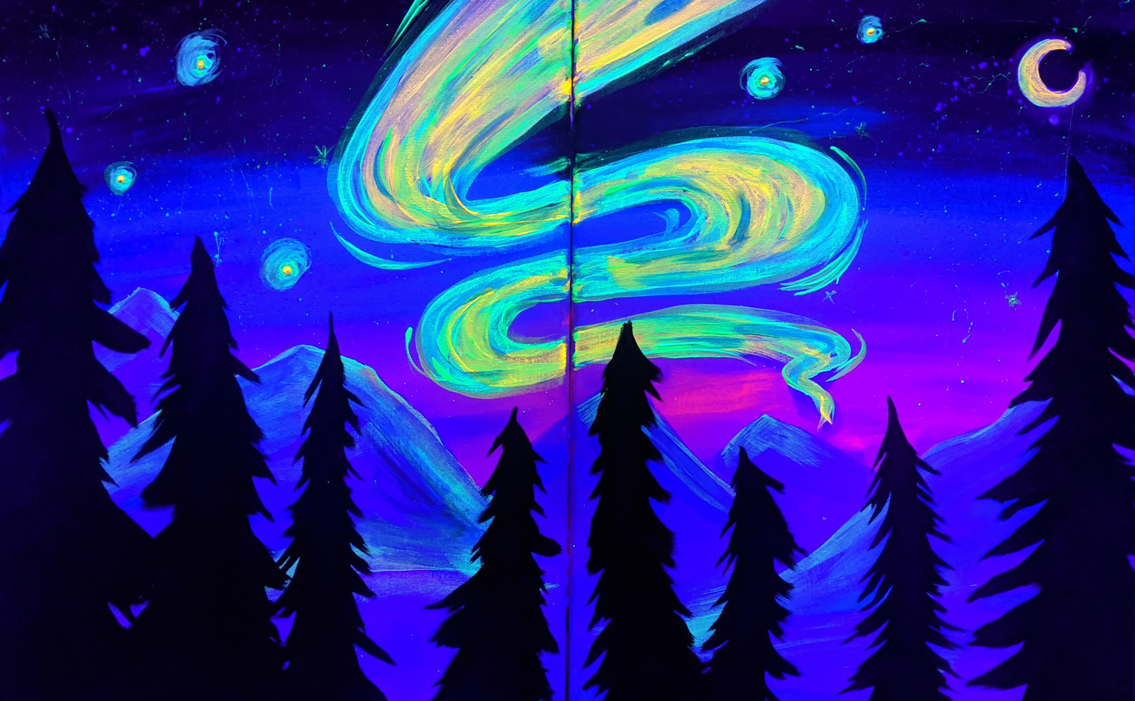 BLACK LIGHT Date Night - Moon over Pines