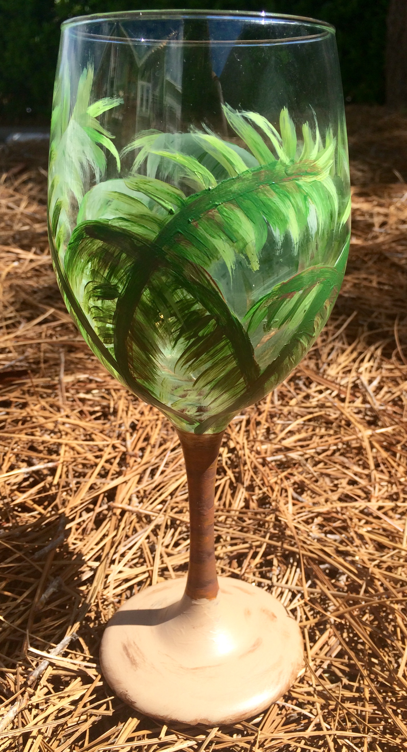 Wine Glass Painting: Palm Trees